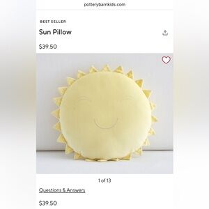 Pottery Barn Kids Sun Pillow